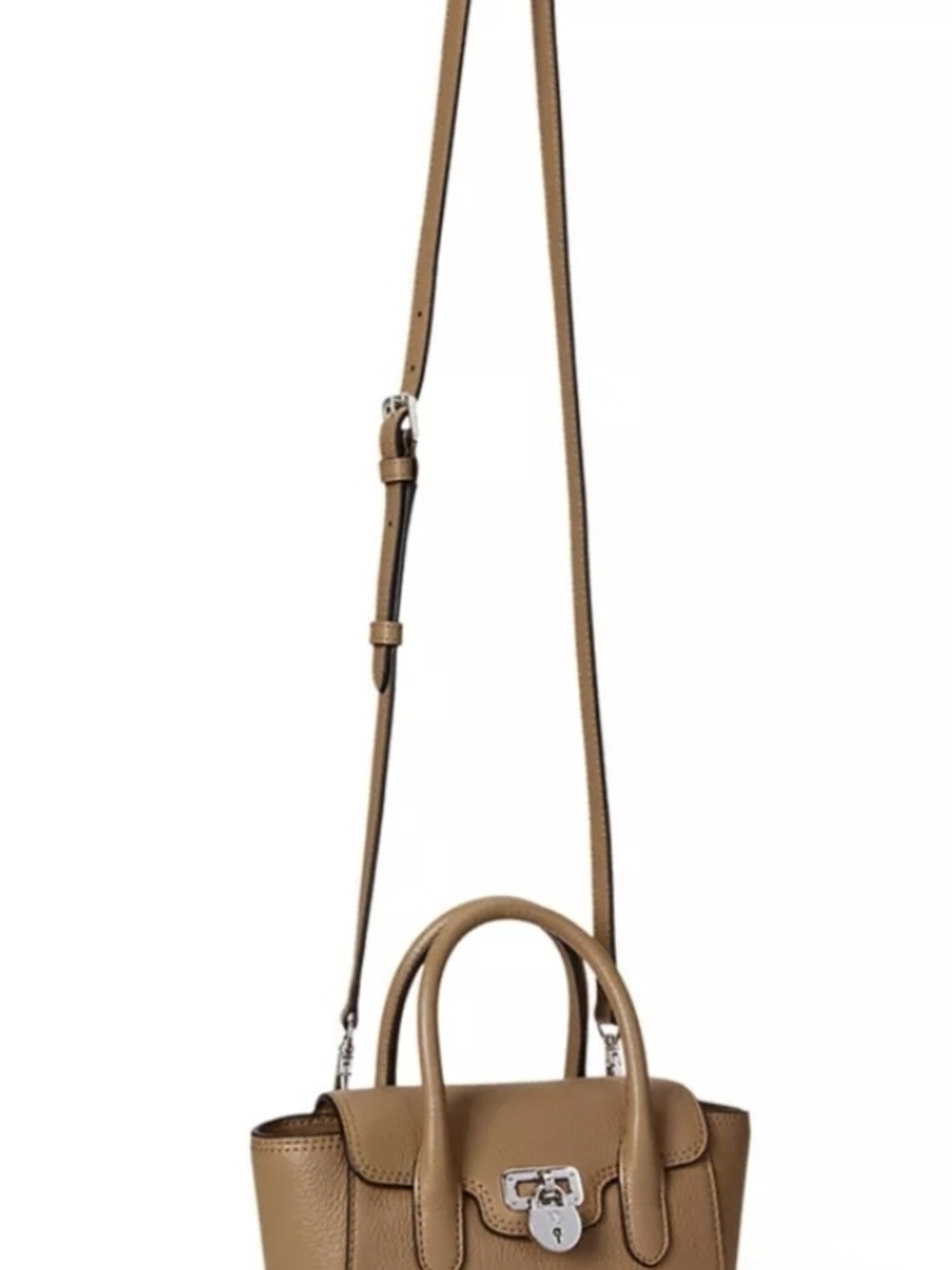 Lauren Ralph Lauren Tanner Small Satchel Leather Crossbody Bag Brown New - Picture 8 of 8